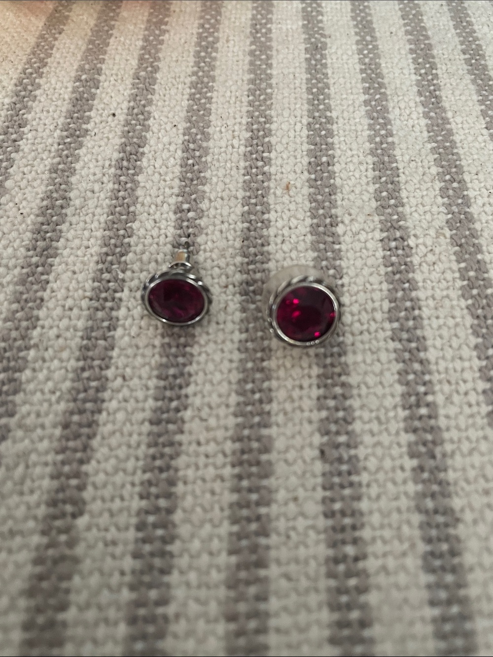Brighton Silver Stud Earrings with Deep Red Stones